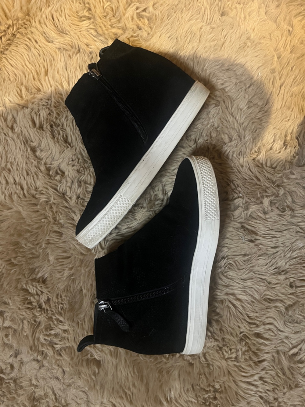 Black Caslon Wedge Sneaker Ankle Shoes with White Sole